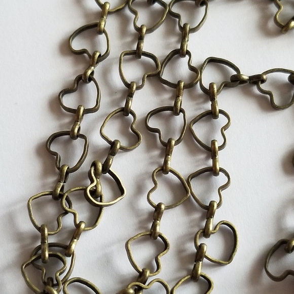 Relisted -Open heart necklace brown bronze tone heart links chain long - Picture 10 of 15